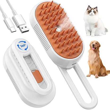 Brosse de toilettage à vapeur 5 en 1 pour chats et chiens | Peigne de massage et épilation par pulvérisation